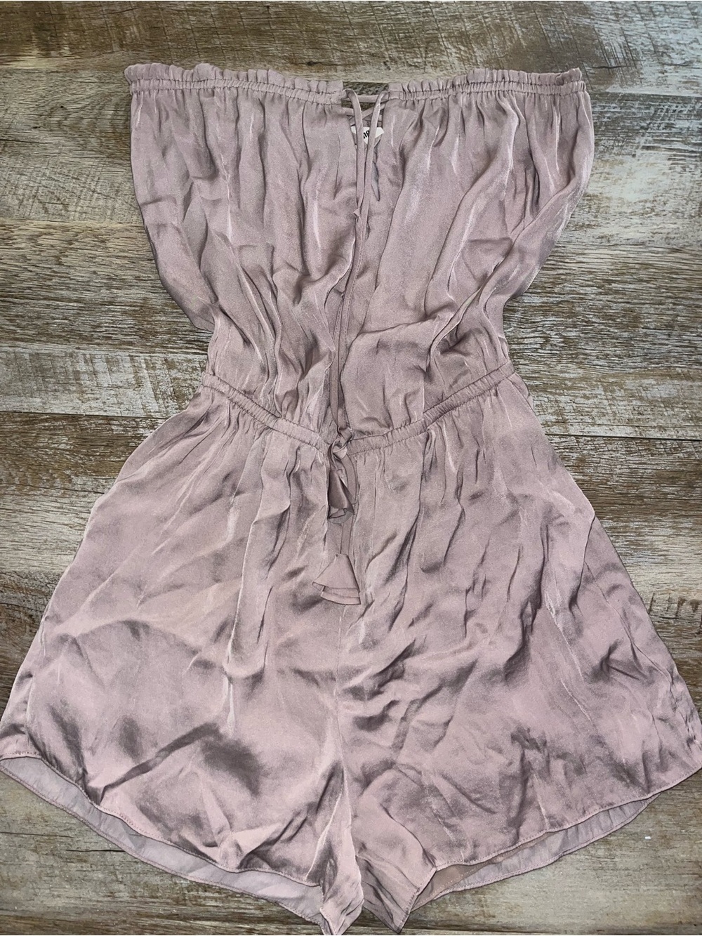 Women's Strapless Satin Romper - Dusty Mauve